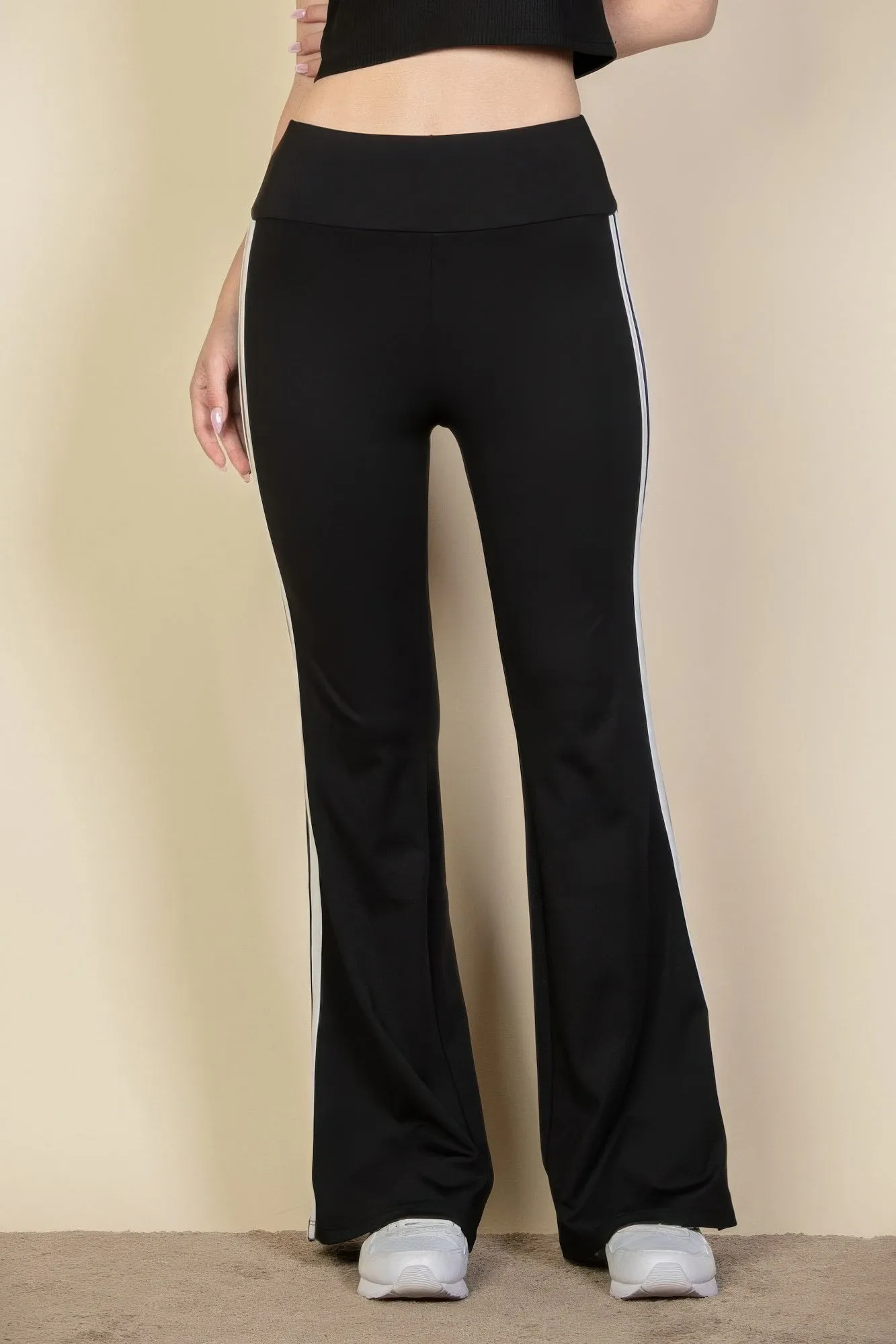 Contrast Side Stripe Flare Pants