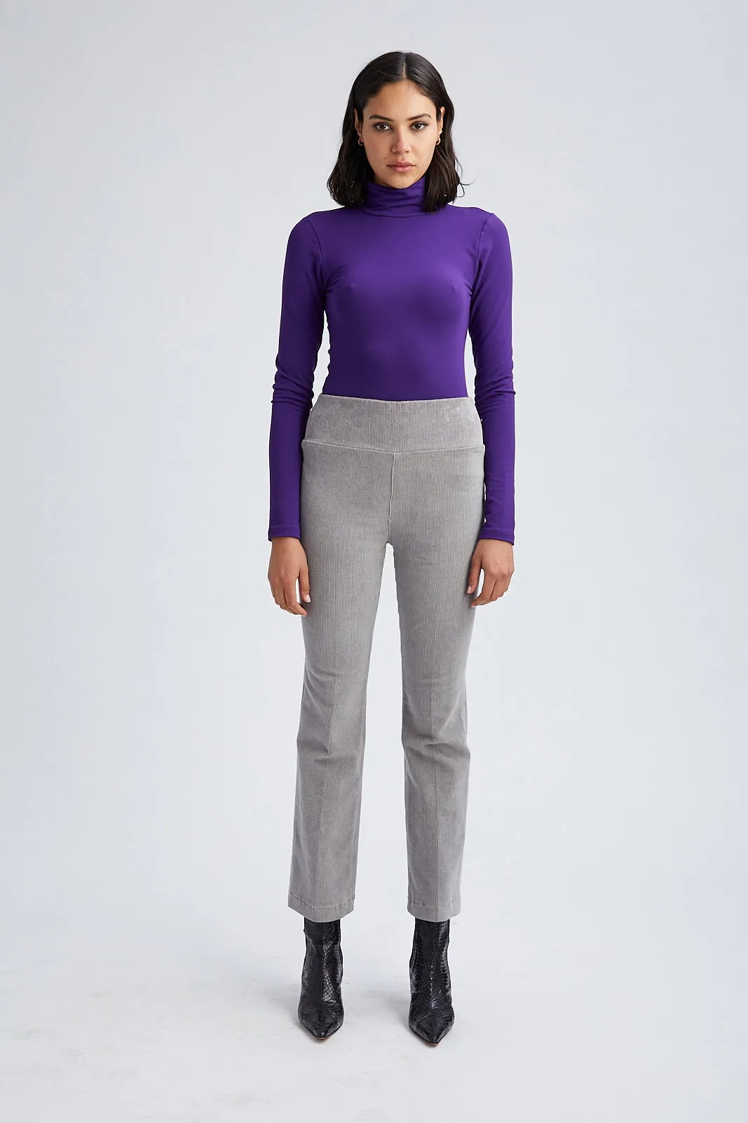 Corduroy Cropped Flare | Grey