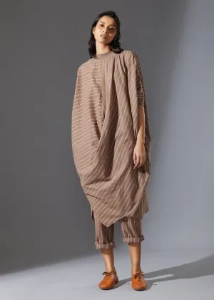 Cotton Cowl Dress-Beige