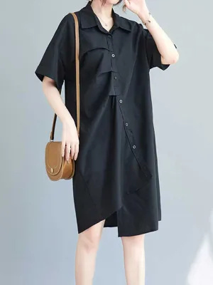 Cotton Short Sleeves Shirt Dress