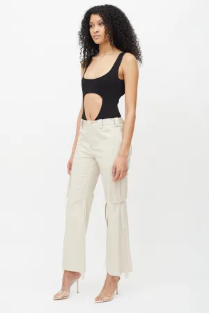 Cream Flare Cargo Pants