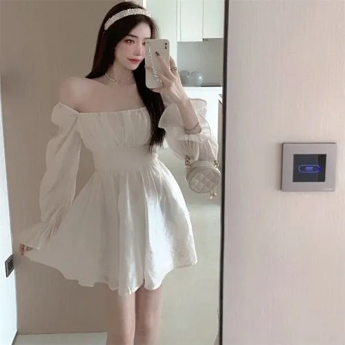 deanwangkt Pink Sweet Elegant Princess Dress Women Casual Korean Slim Long Sleeve Fairy Dress Female Backless Design Vintage Dress  New