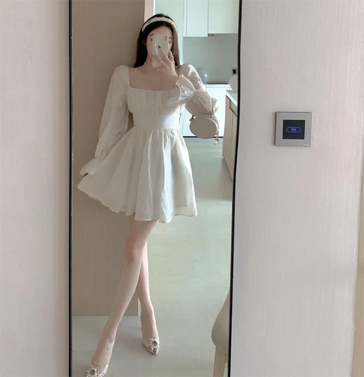 deanwangkt Pink Sweet Elegant Princess Dress Women Casual Korean Slim Long Sleeve Fairy Dress Female Backless Design Vintage Dress  New