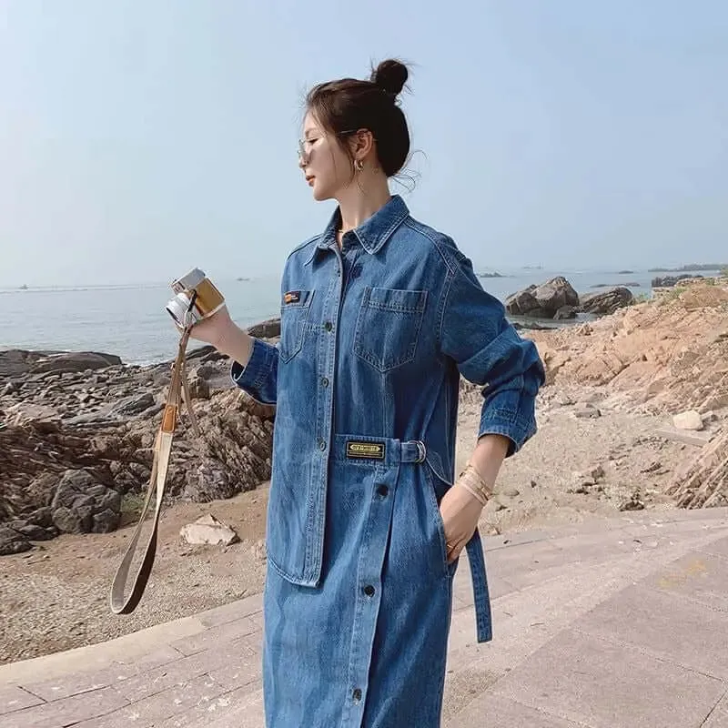 Denim Shirt Dress Long Sleeve Dress denim button up dress