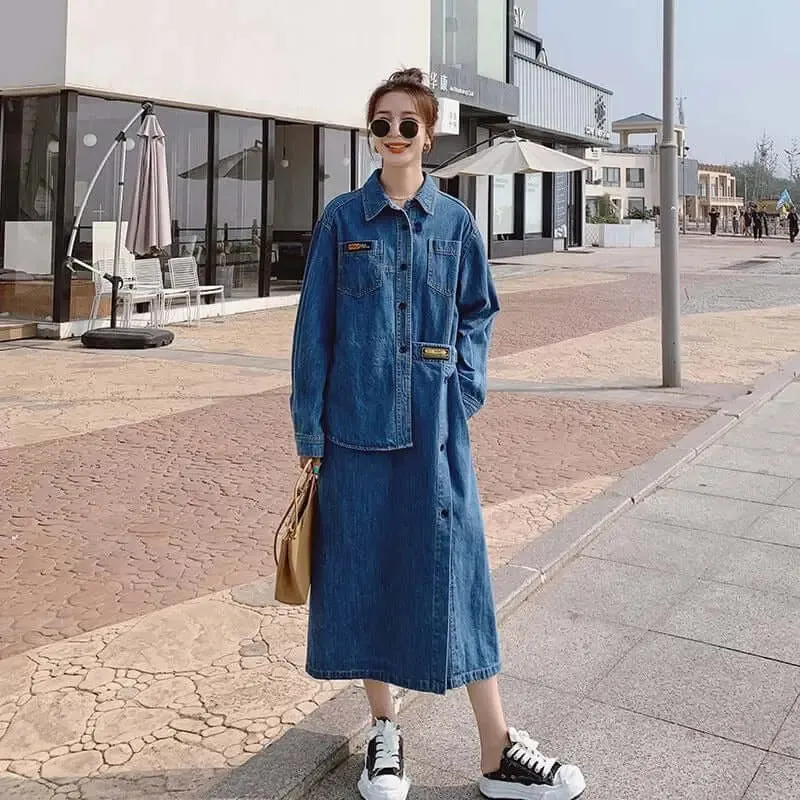 Denim Shirt Dress Long Sleeve Dress denim button up dress