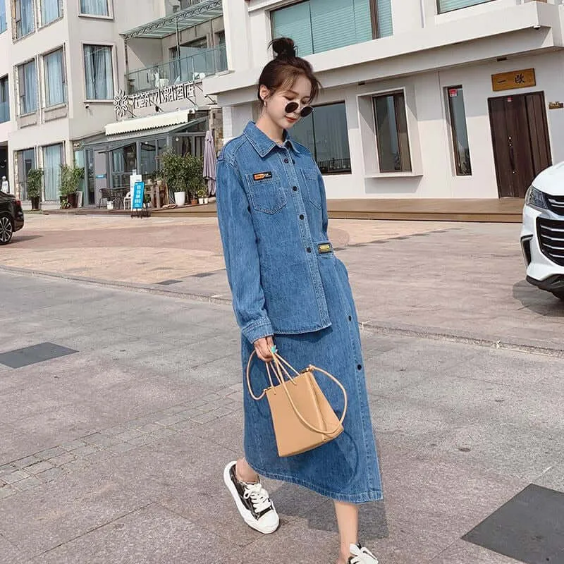 Denim Shirt Dress Long Sleeve Dress denim button up dress