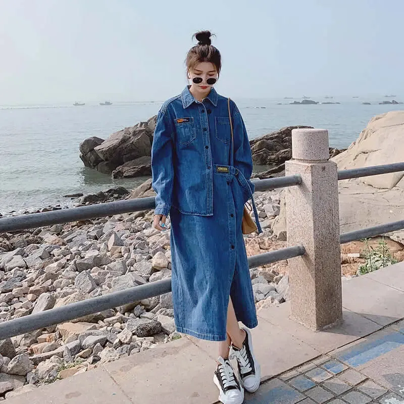 Denim Shirt Dress Long Sleeve Dress denim button up dress