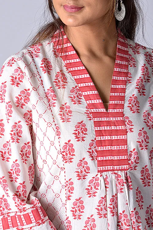 Dharan "Aman kurta" White Block Printed Kurta