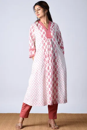 Dharan "Aman kurta" White Block Printed Kurta