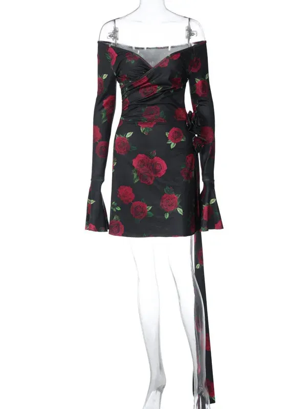 DressBetty - 2024 Fashion Sexy Long Sleeve Slim Party Clubwear Floral Dress