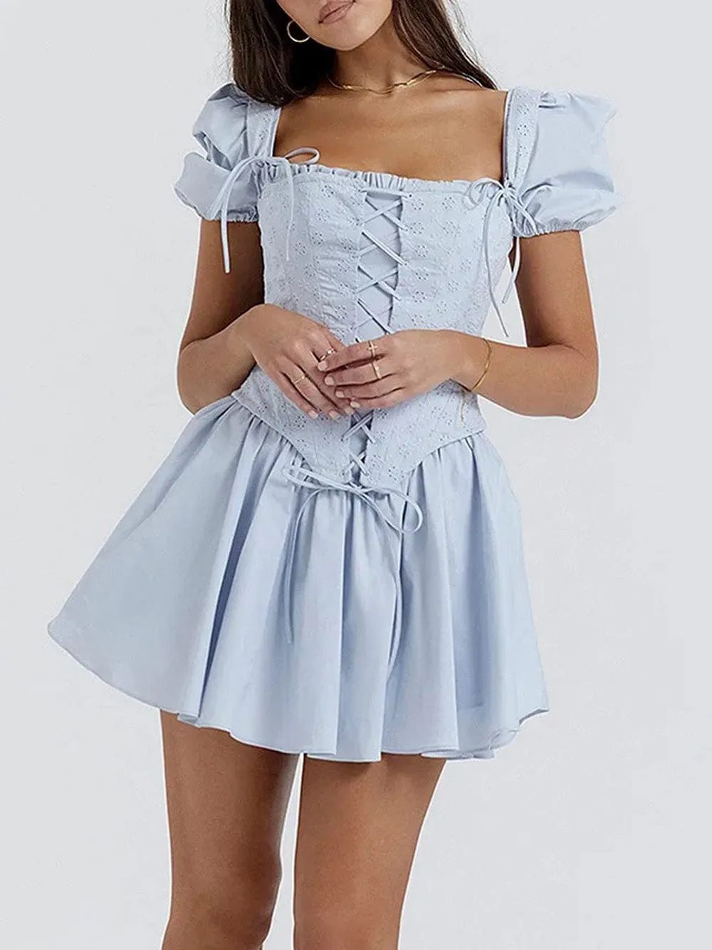 Elena Bubble Sleeves Mini Dress