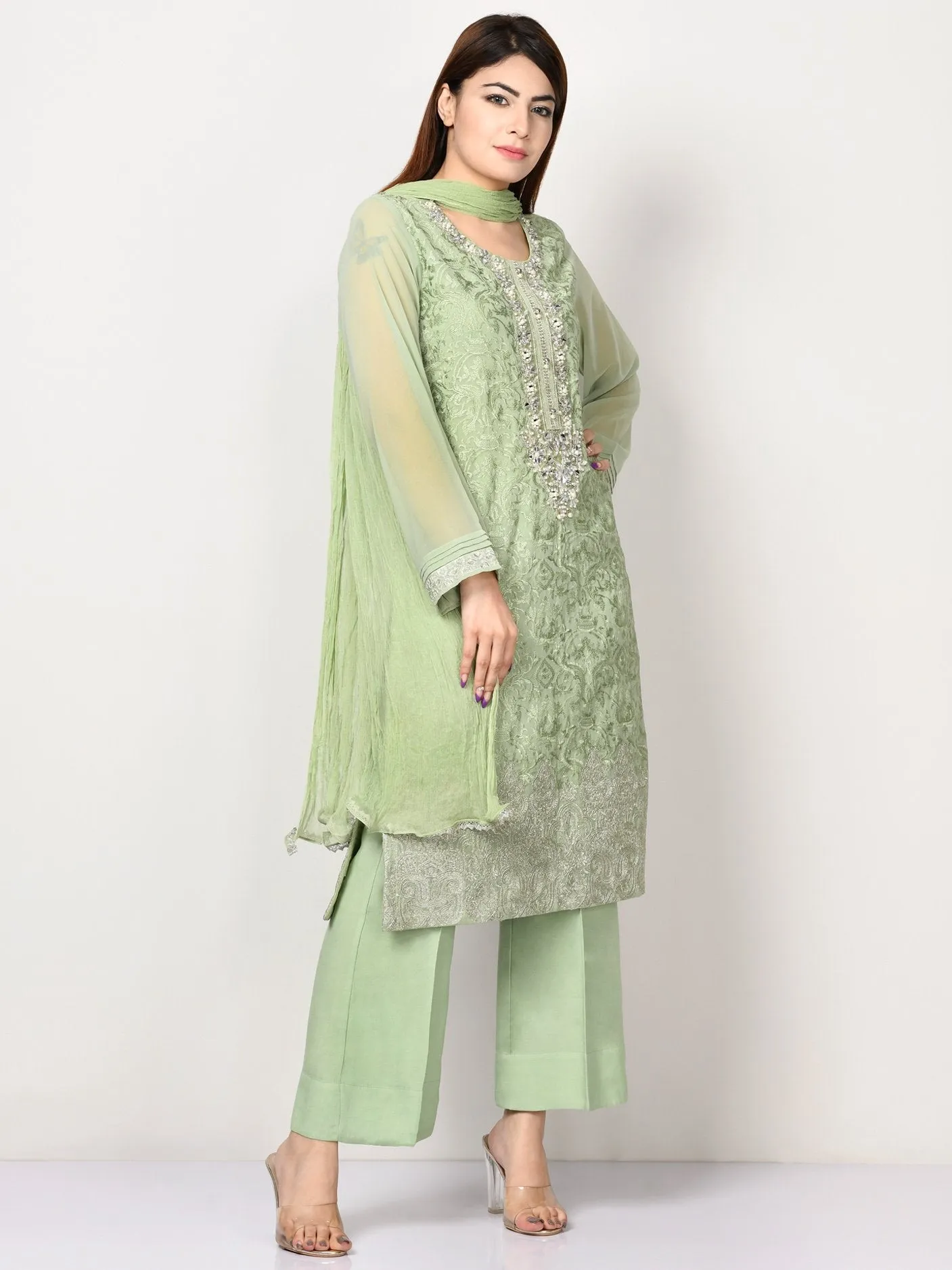 Embroidered Chiffon Suit