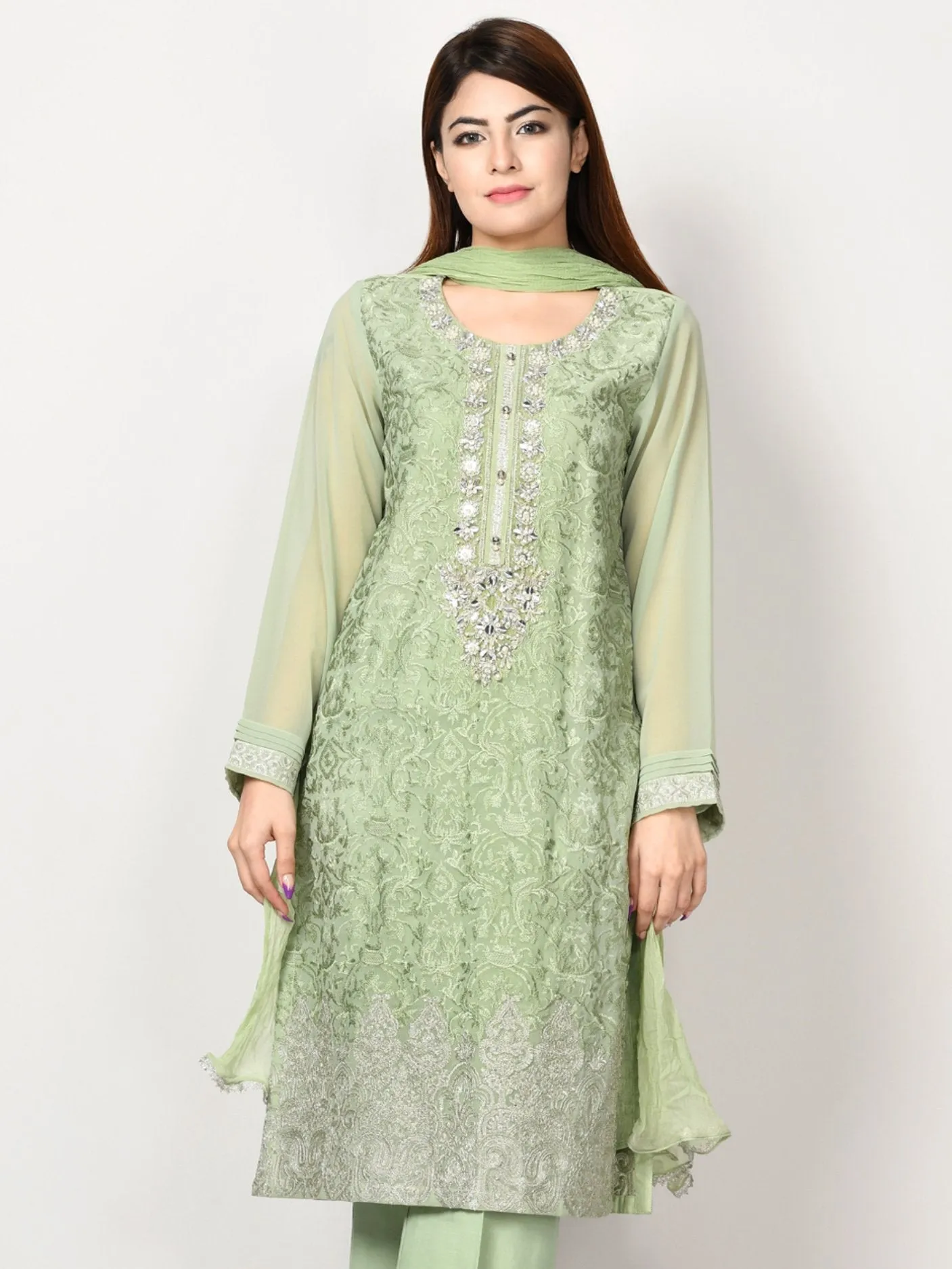 Embroidered Chiffon Suit