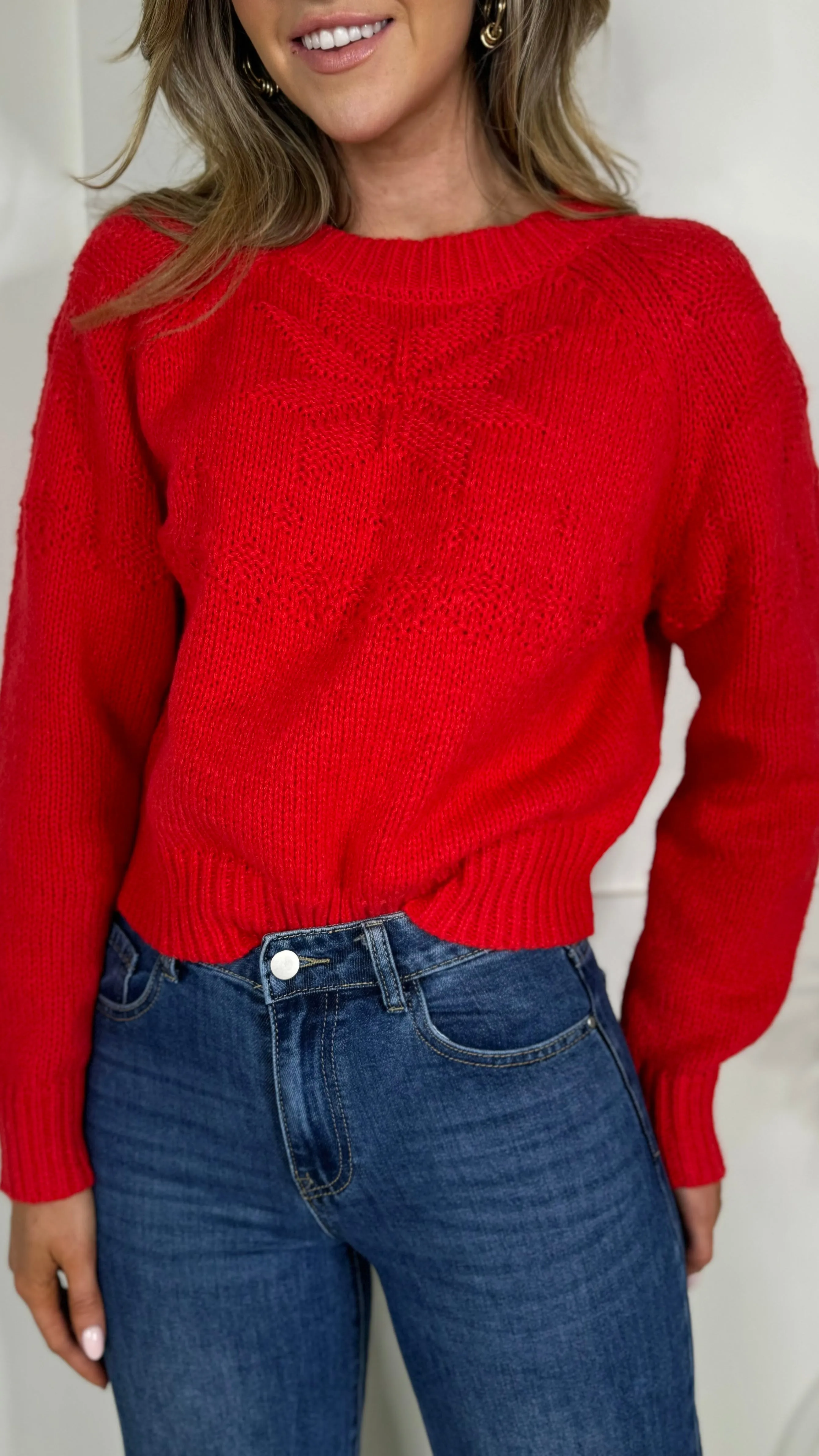 Enya Red Patterned Knit Sweater