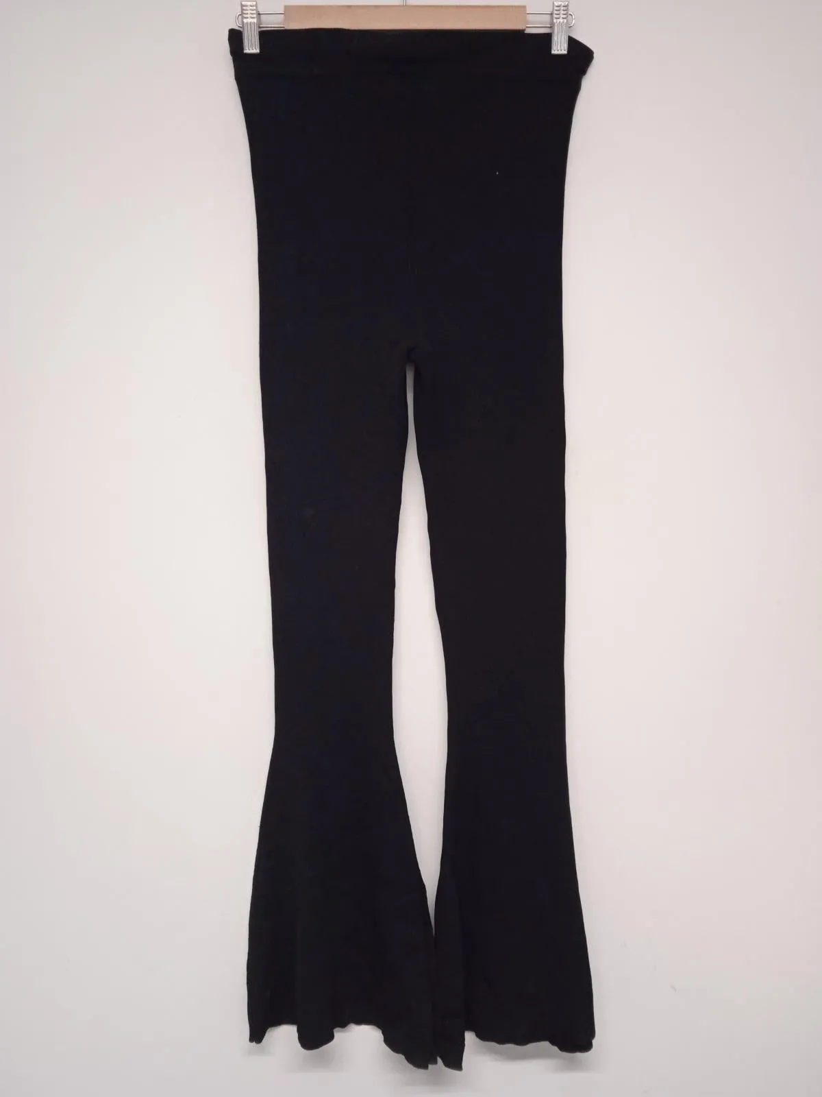 ESSENTIEL ANTWERP Ladies Black Ribbed Stretch Fit Flared Trousers Size UK14