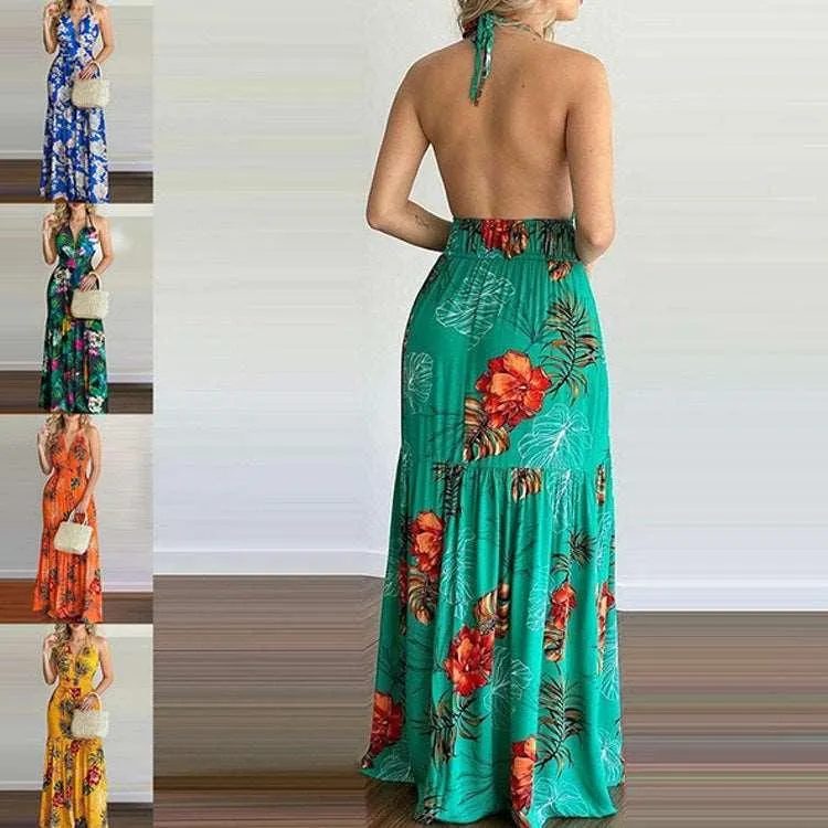 European and American Summer New Print Leap Long Skirt Dress