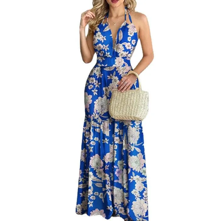 European and American Summer New Print Leap Long Skirt Dress