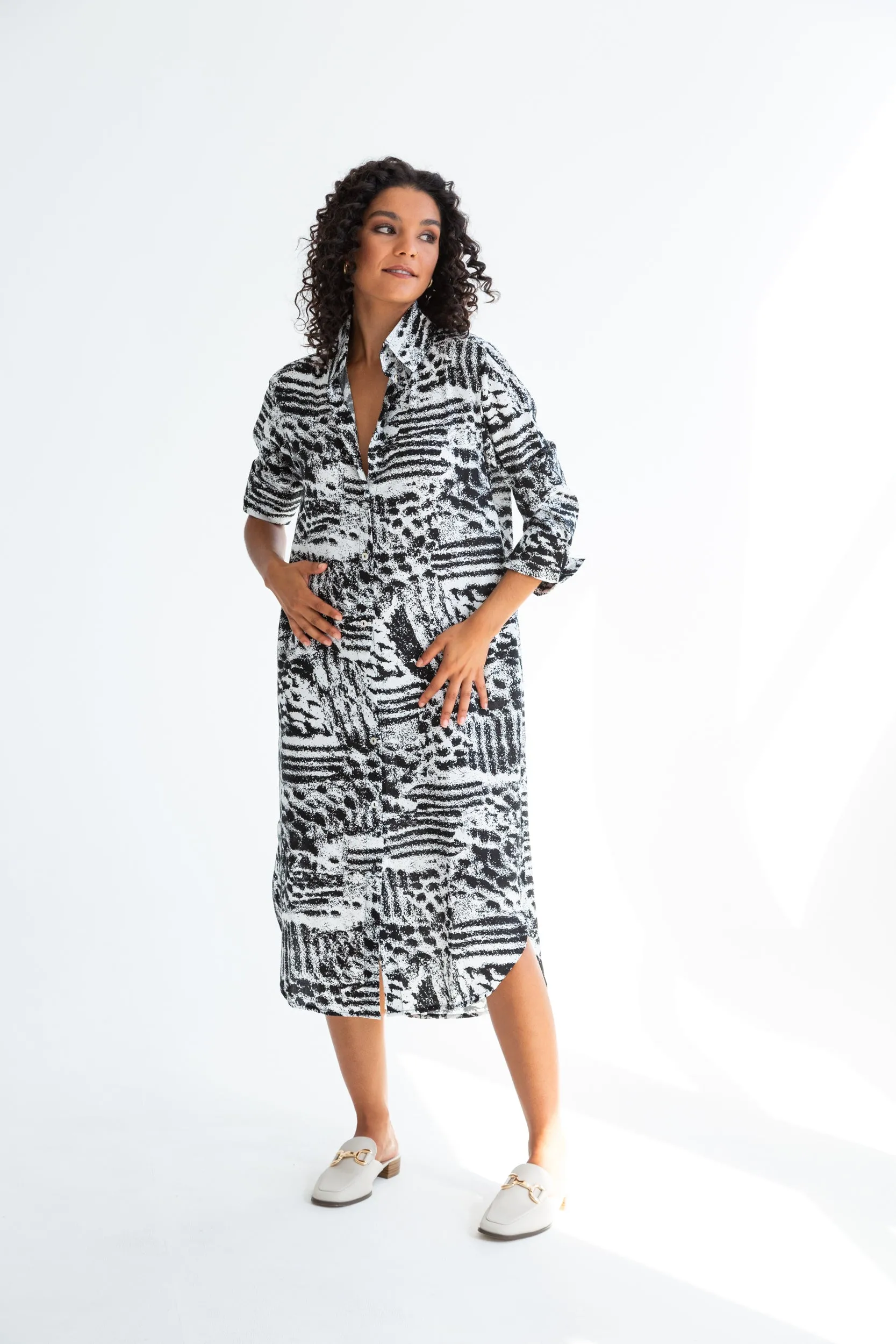 Evie Dress | Charcoal Print