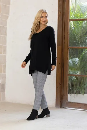 Fashion Village V-Neck Tunic in Black