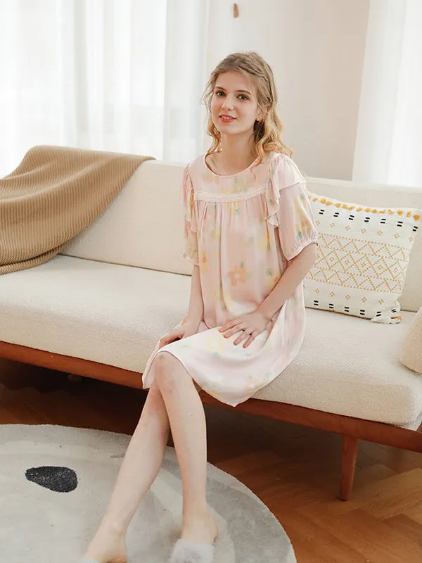 Floral Print Cotton Lounge Nightdress