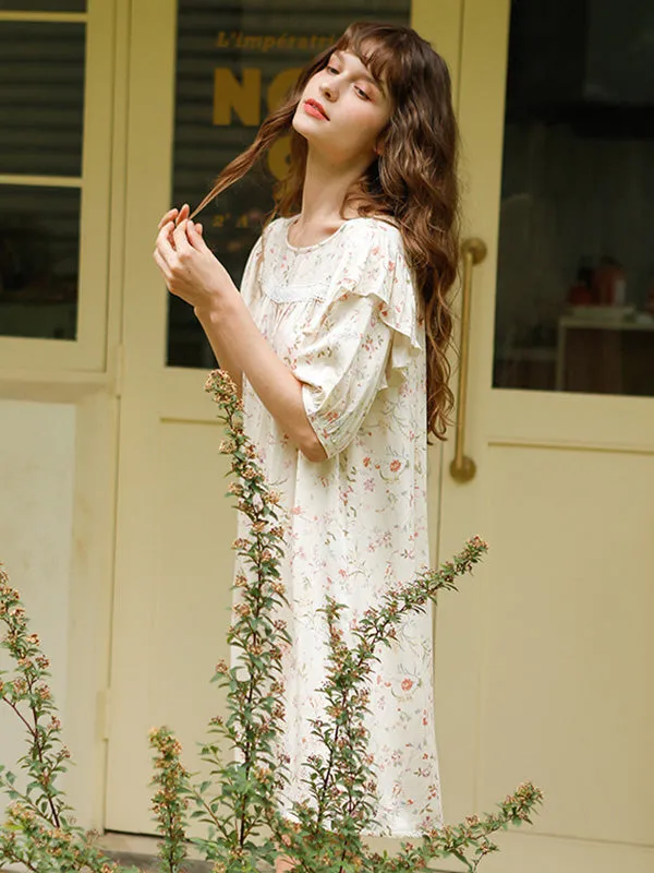 Floral Print Cotton Lounge Nightdress