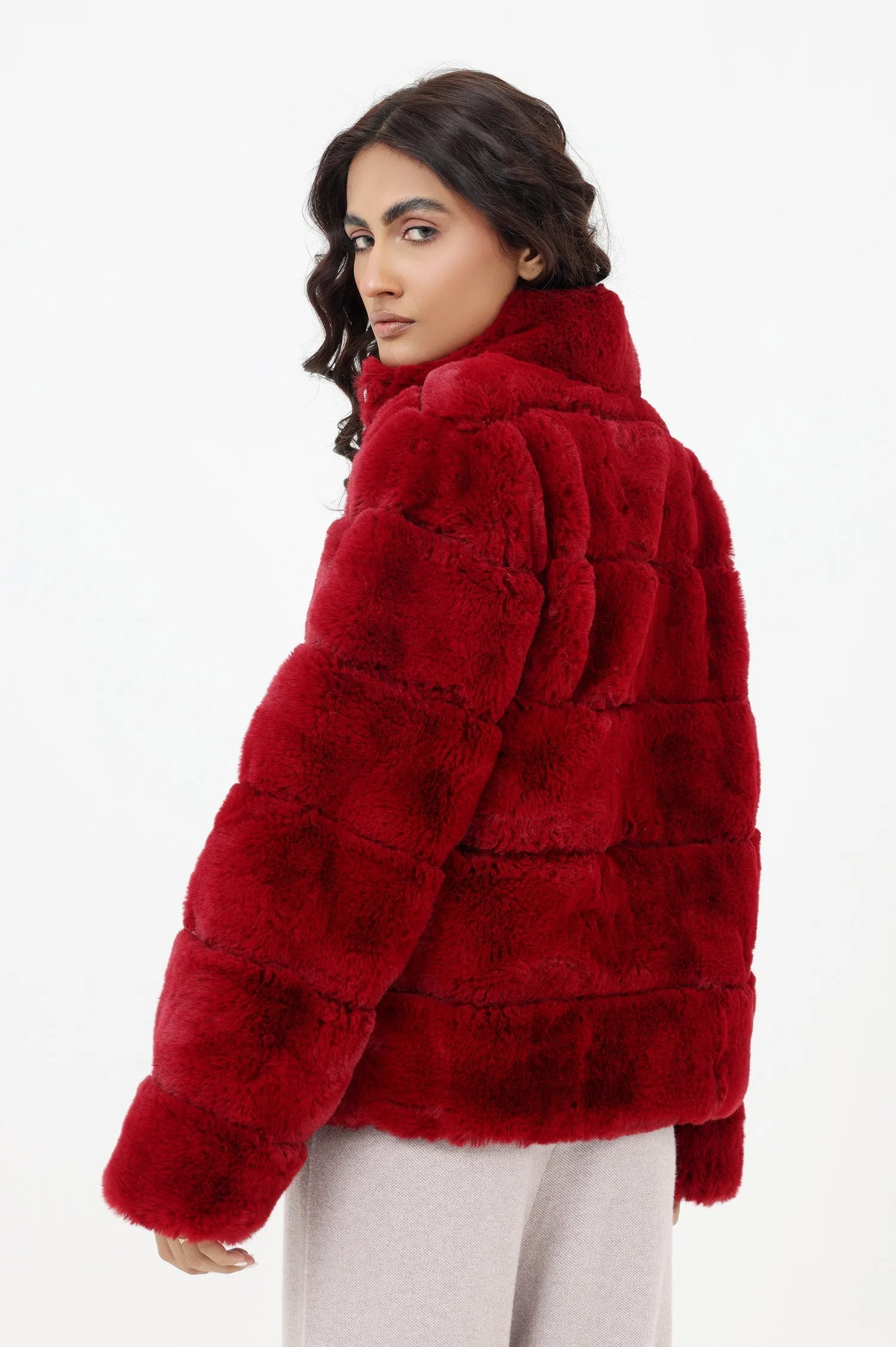 FUR JACKET-MAROON