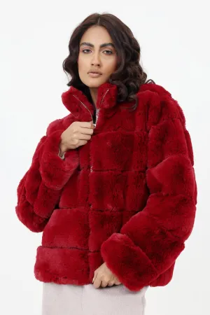 FUR JACKET-MAROON