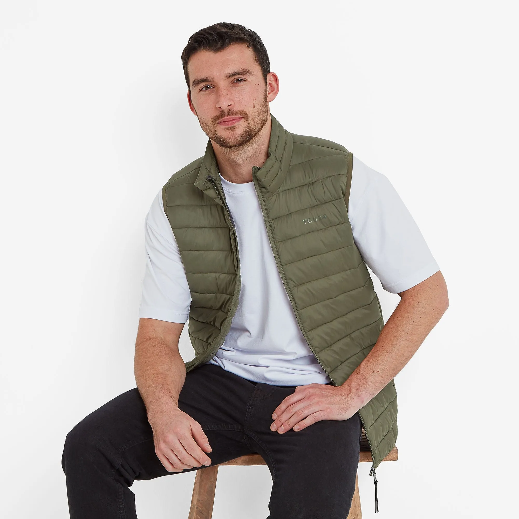 Gibson Mens Insulated Padded Gilet - Khaki