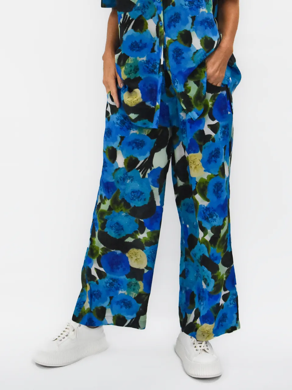 Gin Fizz Silk Pants - Blue Floral