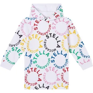 Girls White Circle Logo Sweatshirt Dress