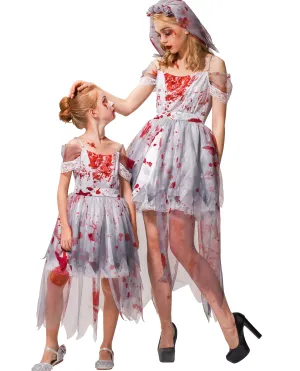 Girls Zombie Bride Costume Halloween Gown Mommy and Me Matching