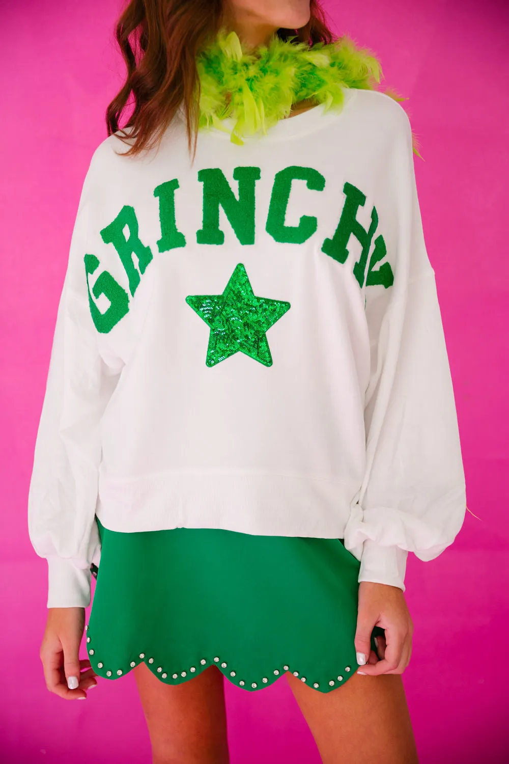 GRINCHY STAR WHITE PULLOVER