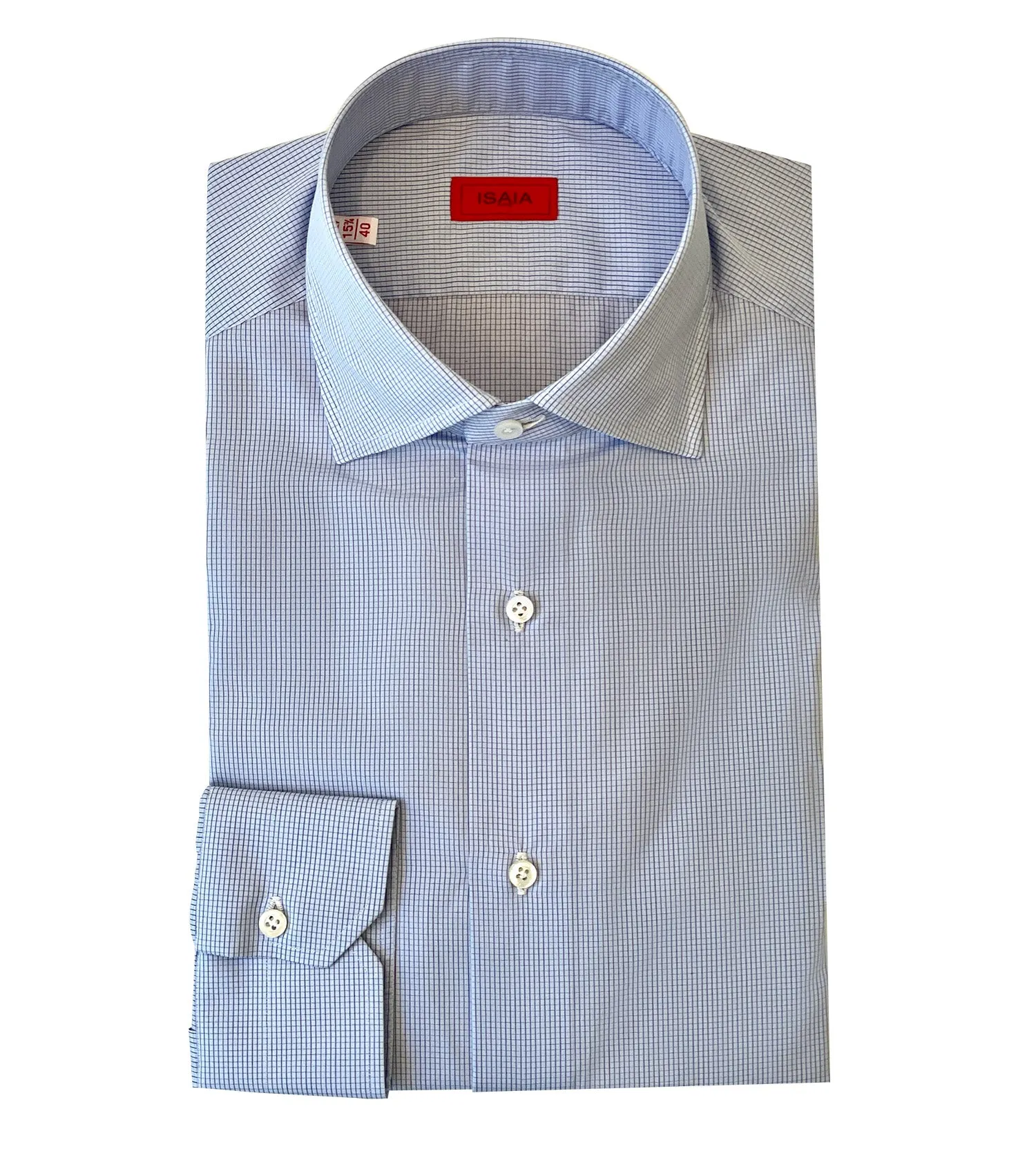 ISAIA Blue Micro Check Shirt