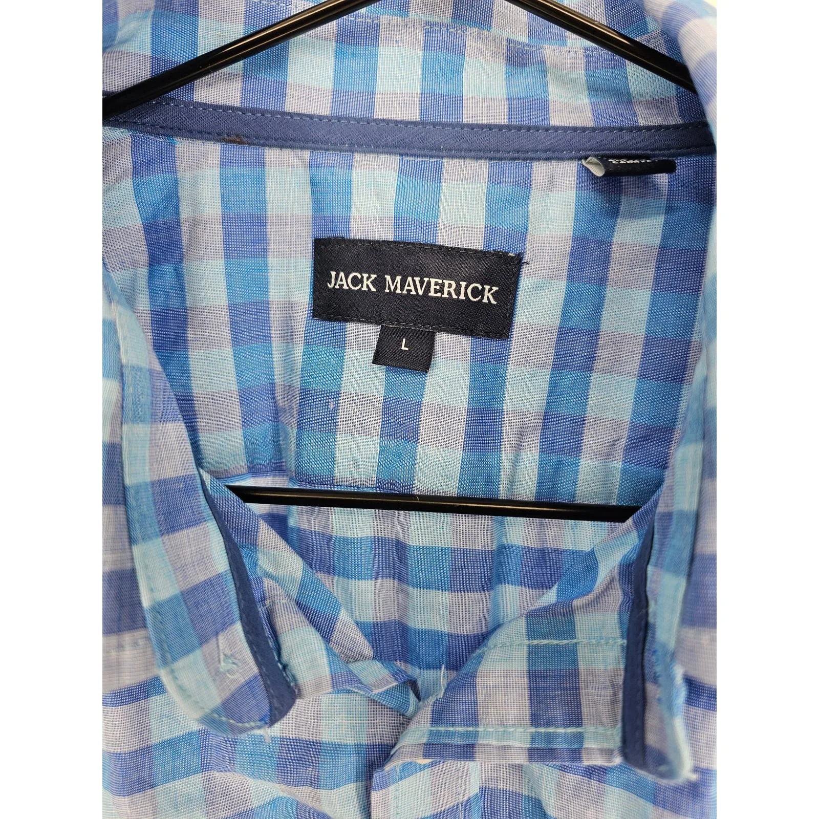 Jack Maverick Mens Sz L Long Sleeve Button Up Dress Shirt Pastel Blue Purple