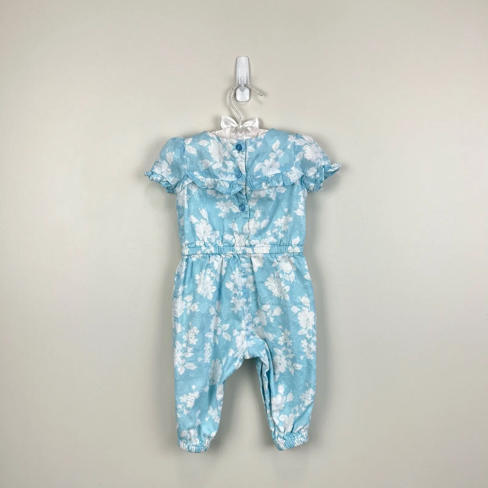 Janie and Jack Floral Jacquard Jumpsuit Sky Blue Floral 12-18 Months