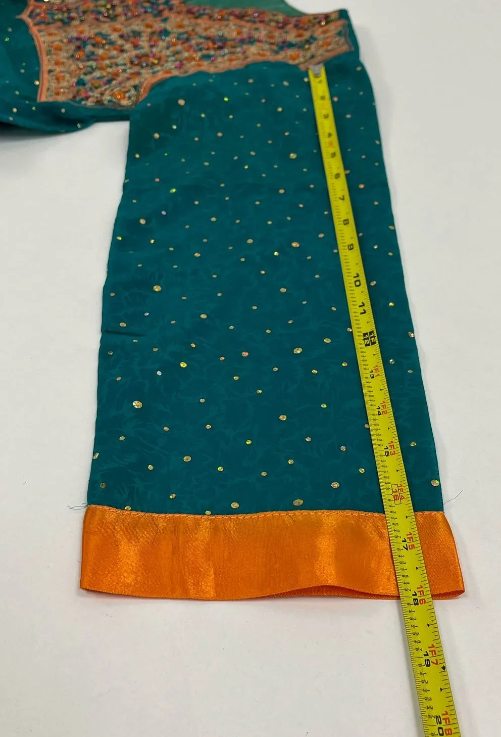 Junior's Teal Orange India Cultural Ethnic Dress Pants Set Salwar - Size 34