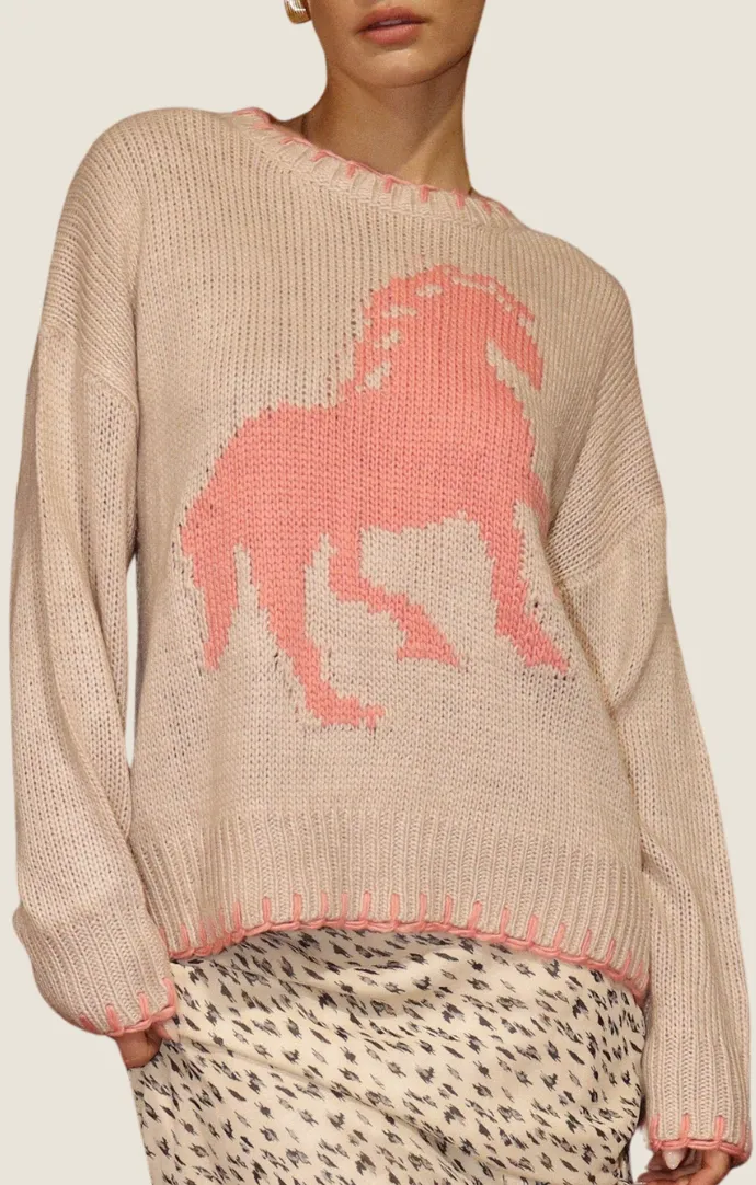 Kaia Mauve Embroidered Knit Sweater