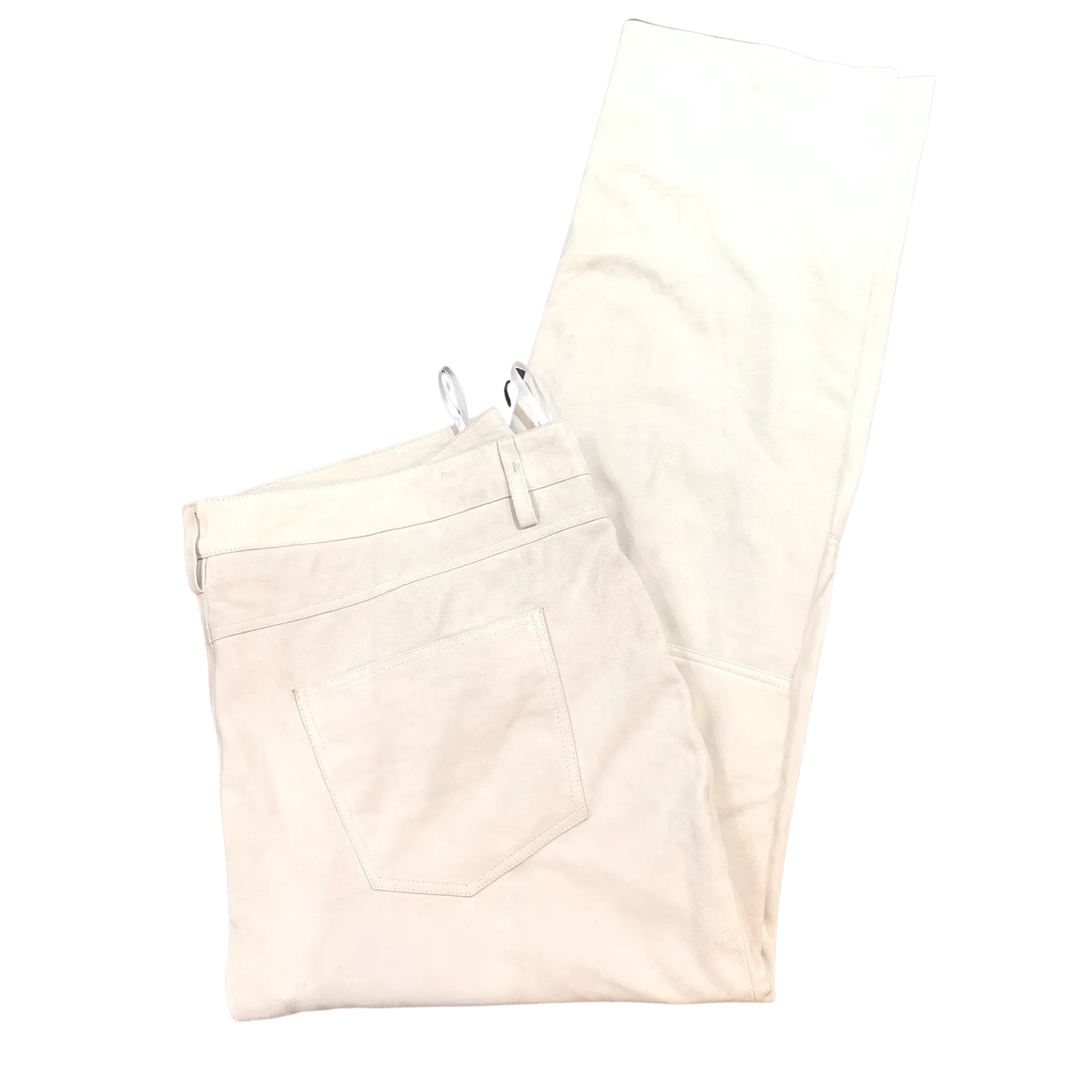 Kashani Men's White Suede Straight Cut Pants