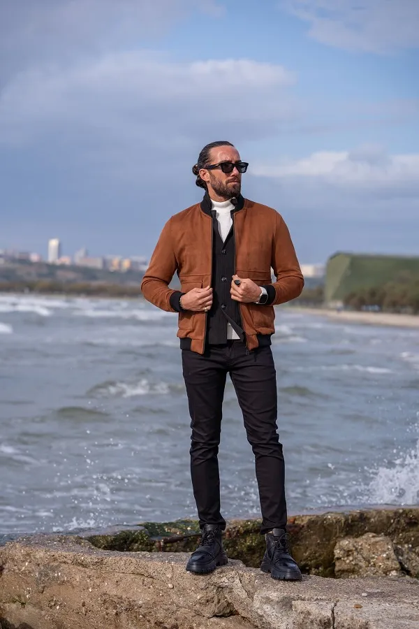 Khaki Slim Fit Fur Coat by gentwith