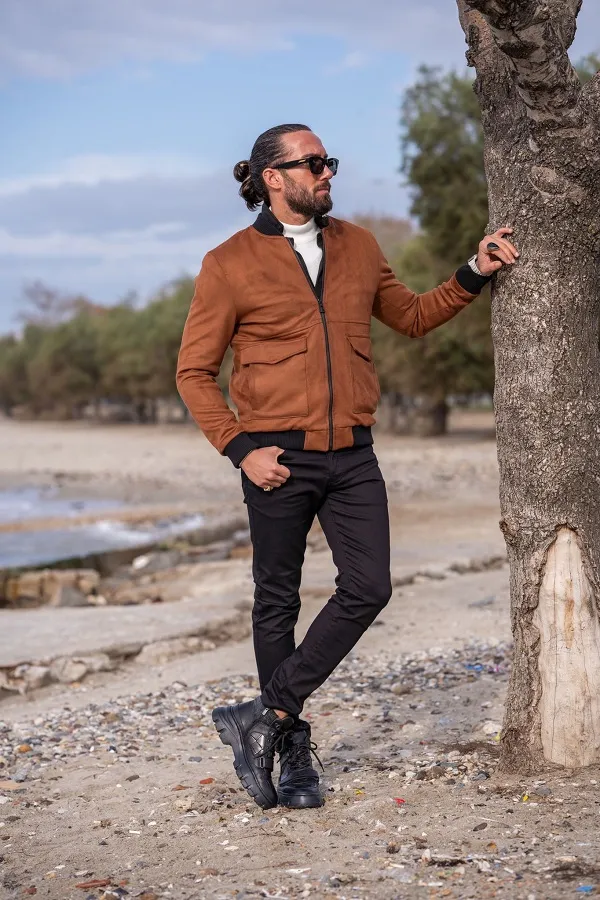 Khaki Slim Fit Fur Coat by gentwith