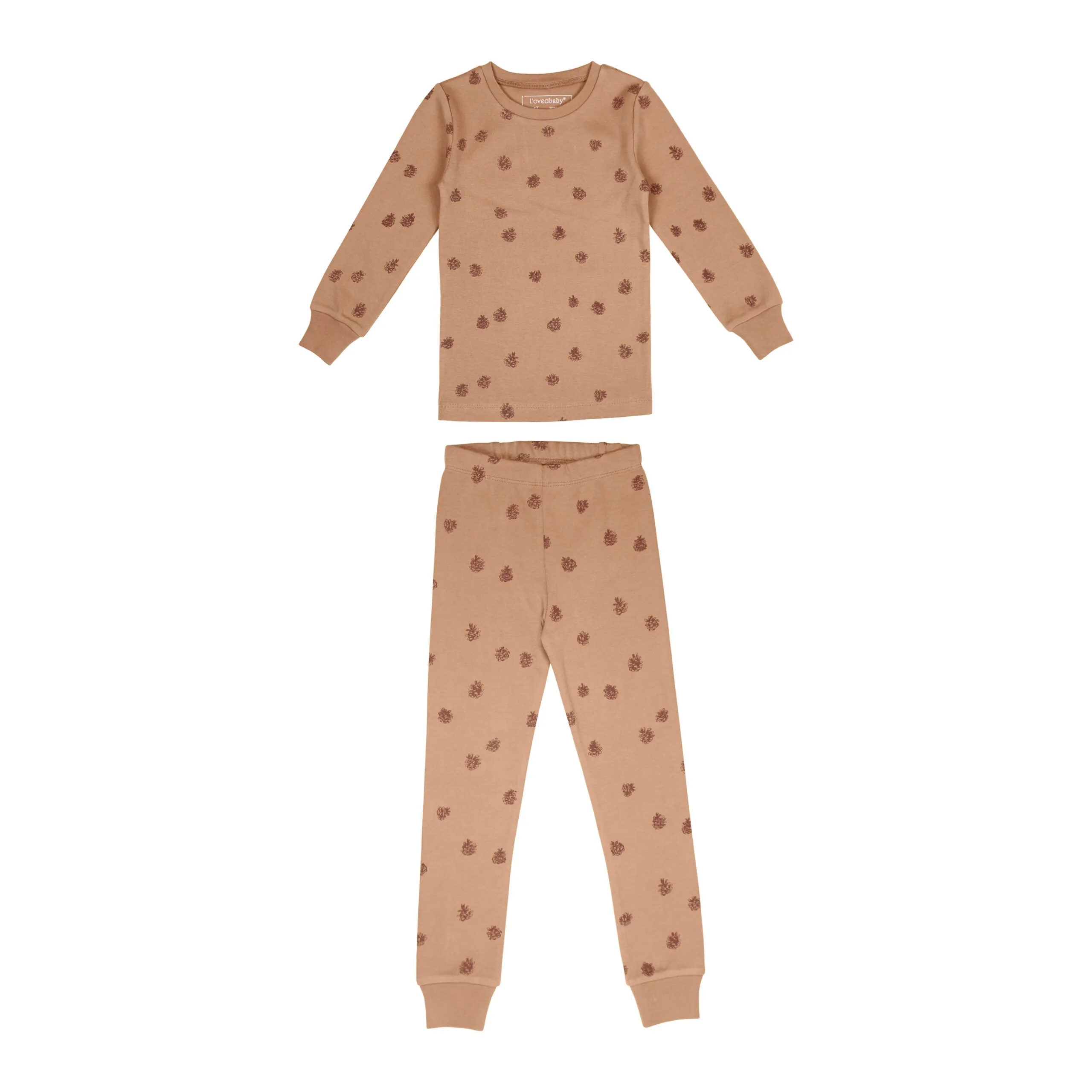 Kids' Organic Printed L/Sleeve PJ Set Pinecone Print