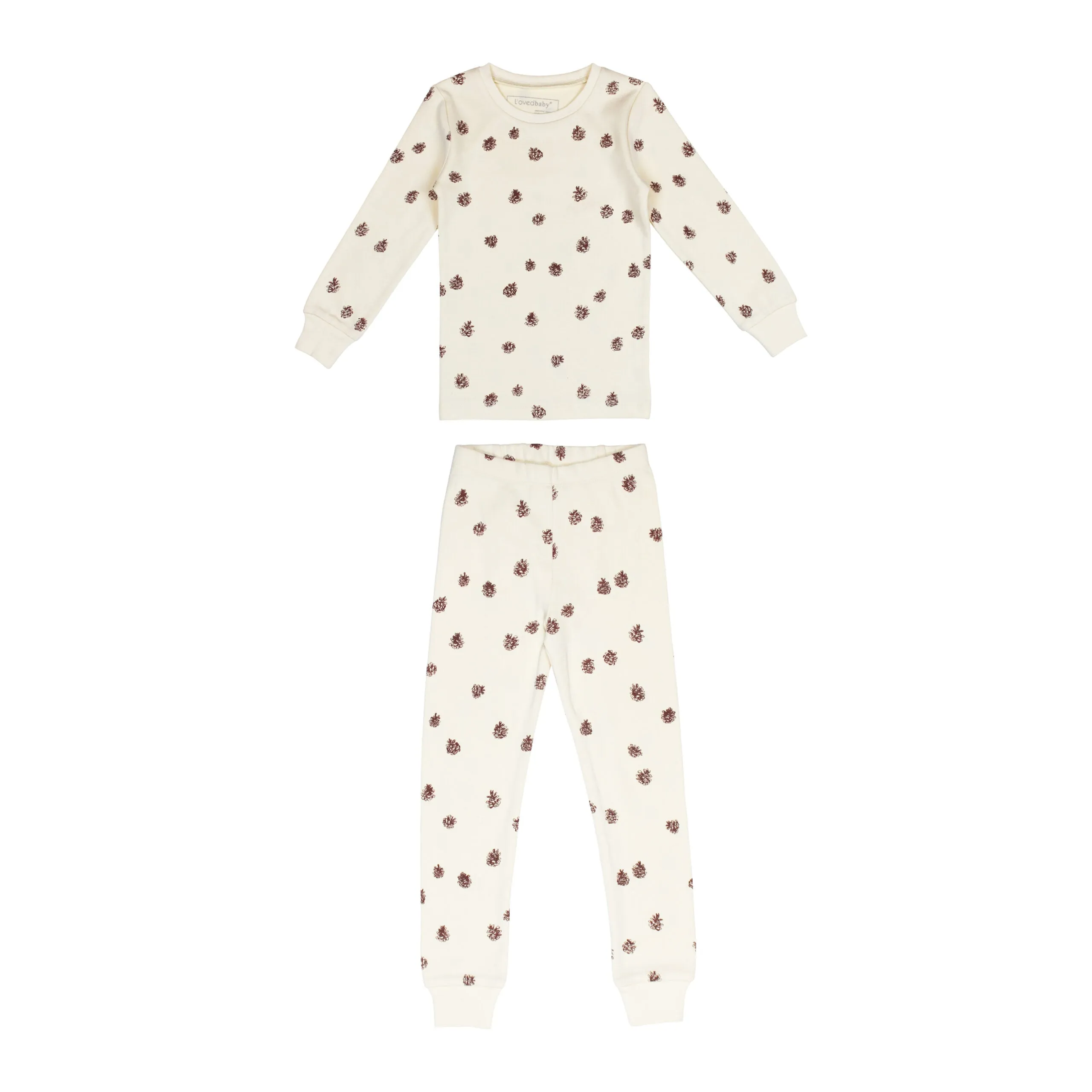 Kids' Organic Printed L/Sleeve PJ Set Pinecone Print