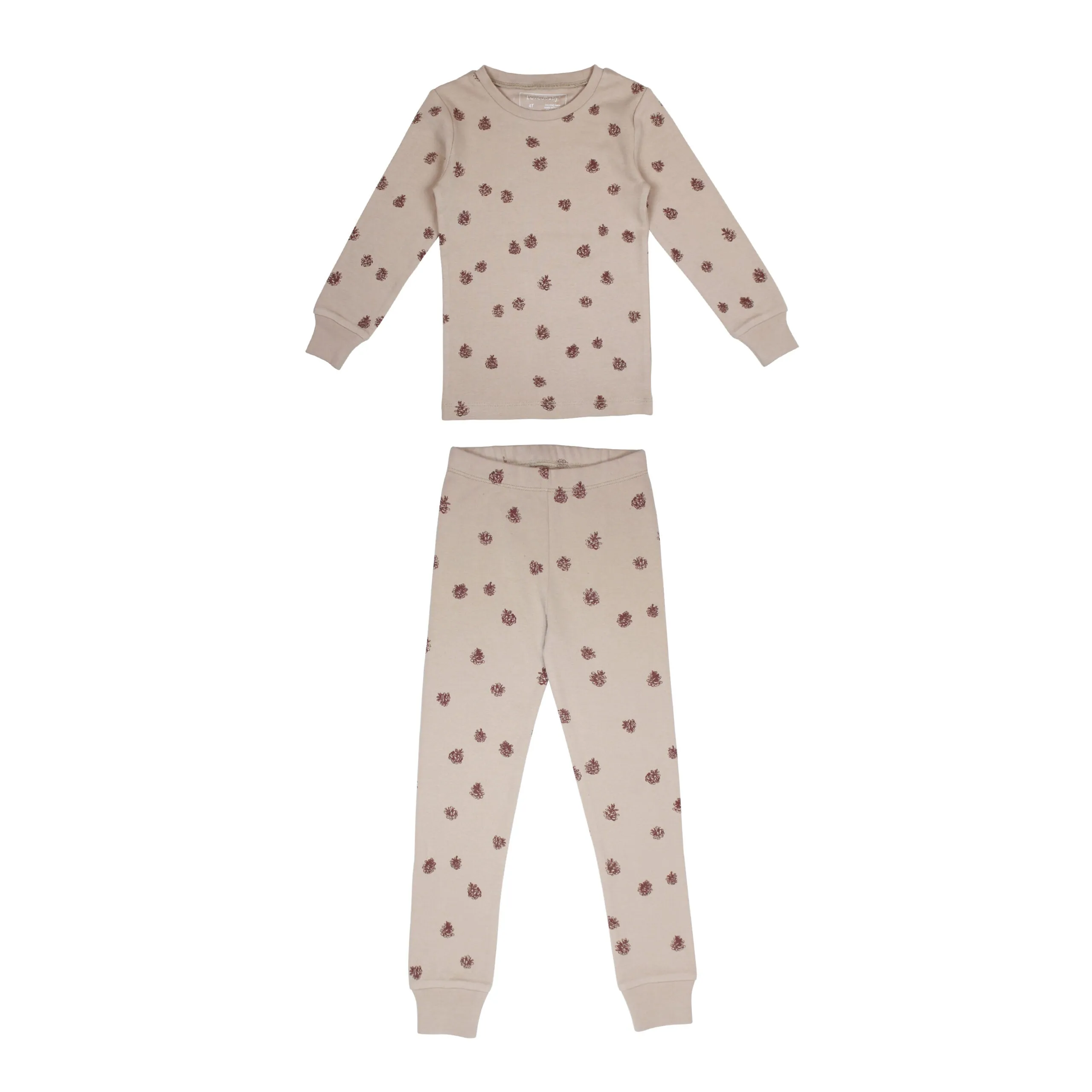 Kids' Organic Printed L/Sleeve PJ Set Pinecone Print