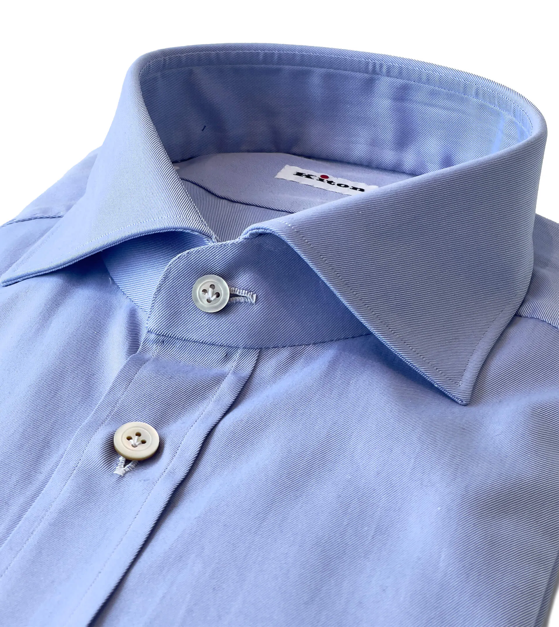 KITON Cotton Twill Solid Dress Shirt