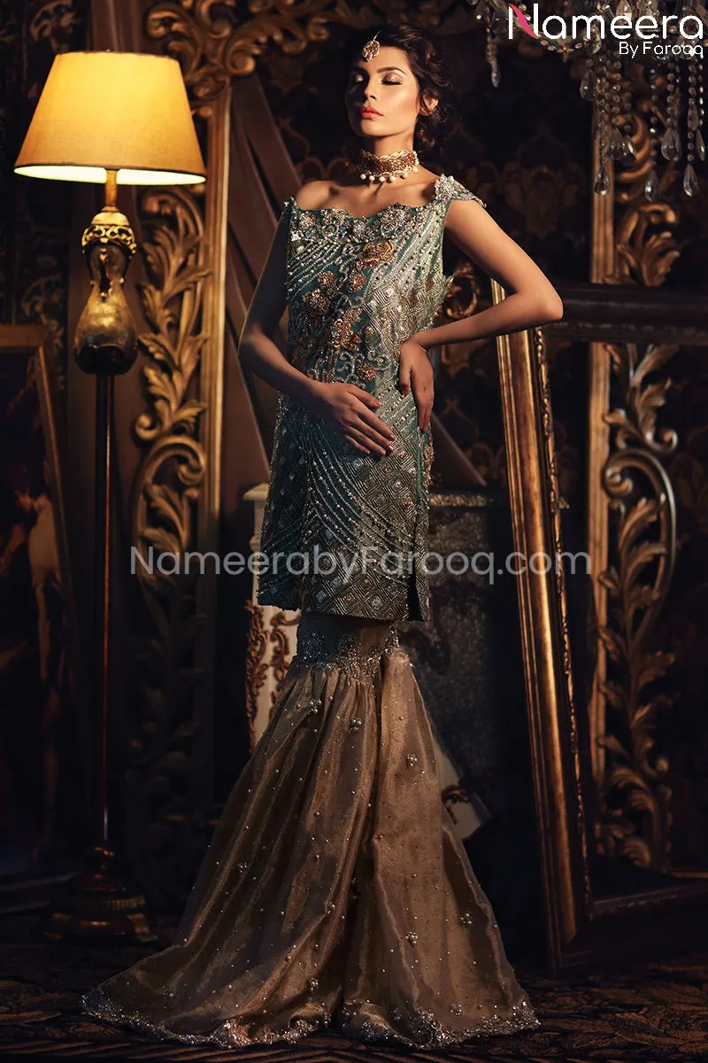 Latest Tissue Bridal Gharara Pakistani Online #BS158