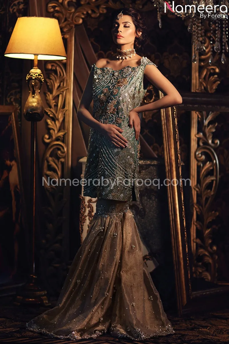 Latest Tissue Bridal Gharara Pakistani Online #BS158