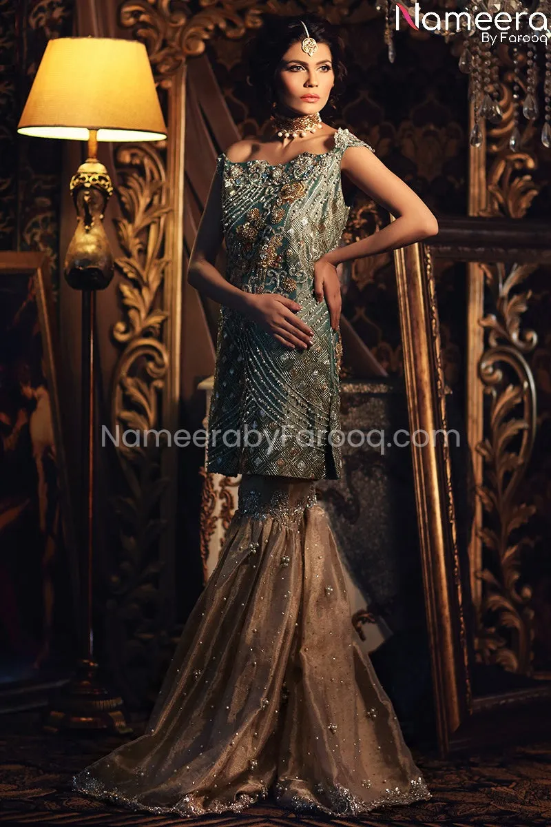 Latest Tissue Bridal Gharara Pakistani Online #BS158