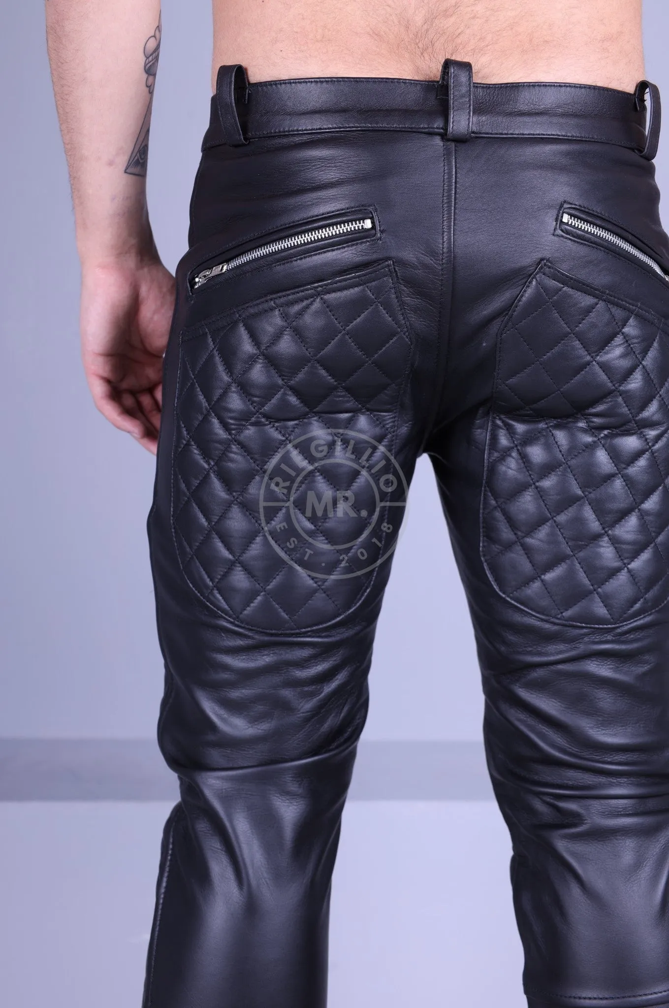 Leather Padded Front Zipper Pants