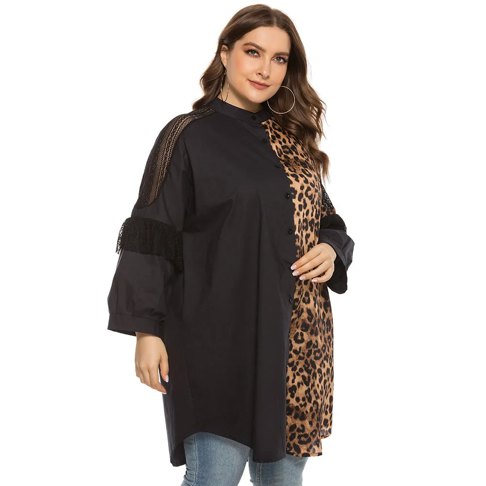 Leopard Print Plus Size Wholesale Women Coat