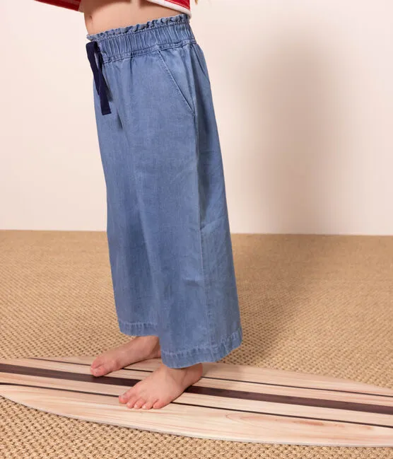 Light Denim Wide-Leg Pants